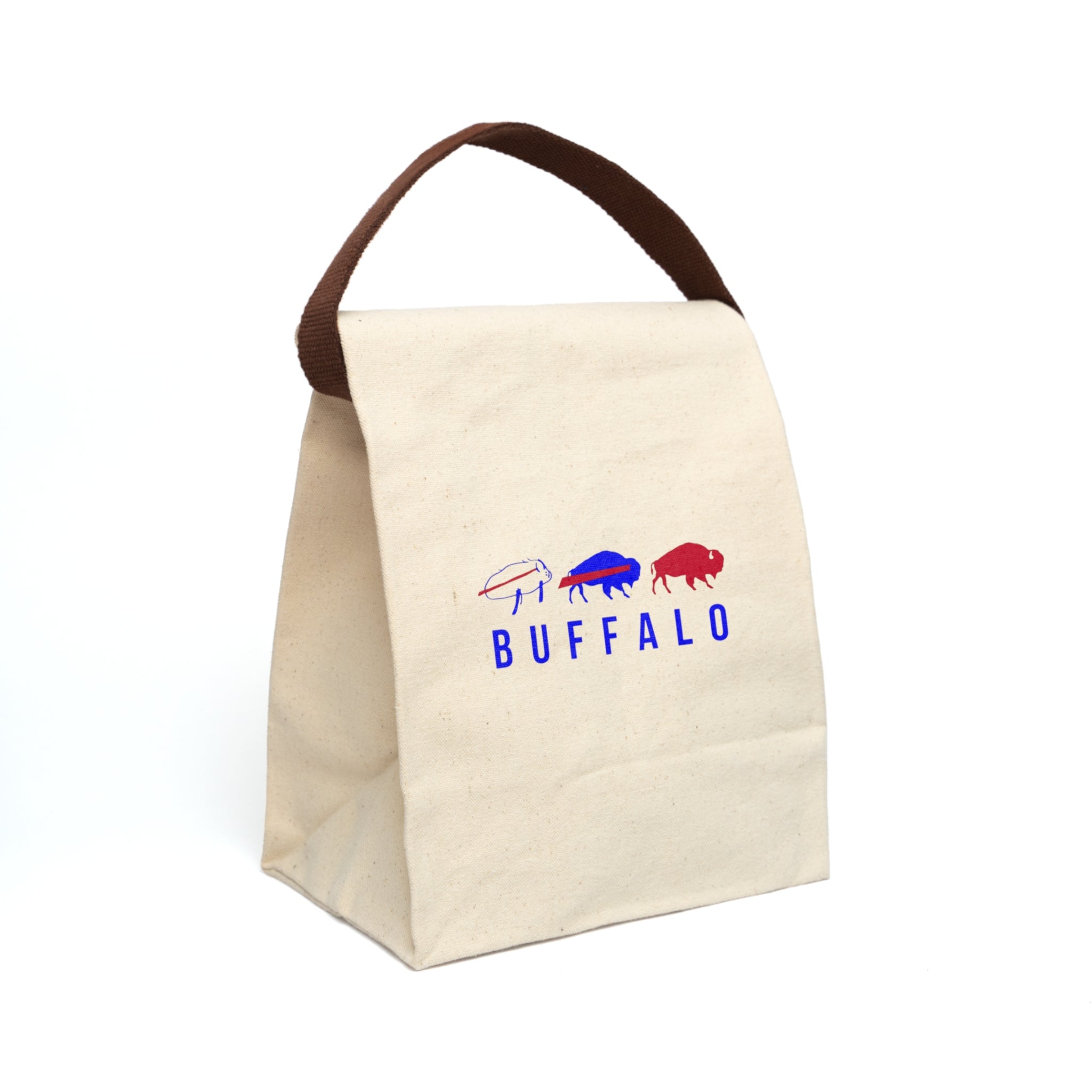 Buffalo Canvas Lunch Bag with Strap, Eco-Friendly Tote, Reusable Lunch Holder, Cute Gift for Kids and Adults, Picnic or Work