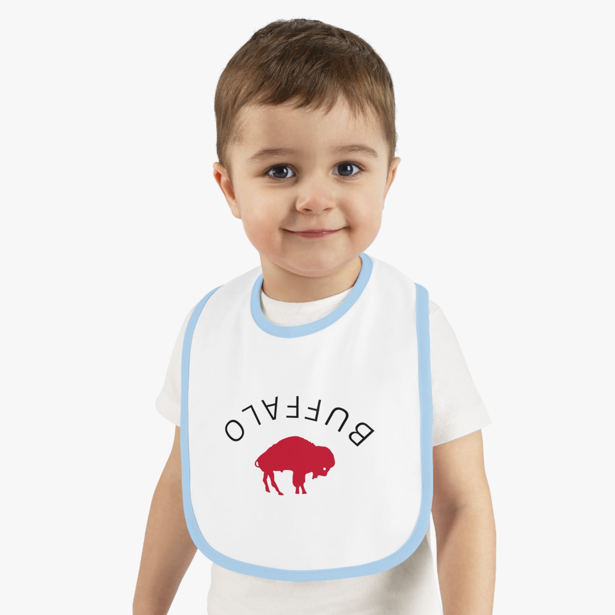 Bills Baby Bib with Contrast Trim - Perfect for Game Day, Baby Shower Gift, Toddler Cheer Gear, Sports Fan Accessories, Cute Baby Outfit