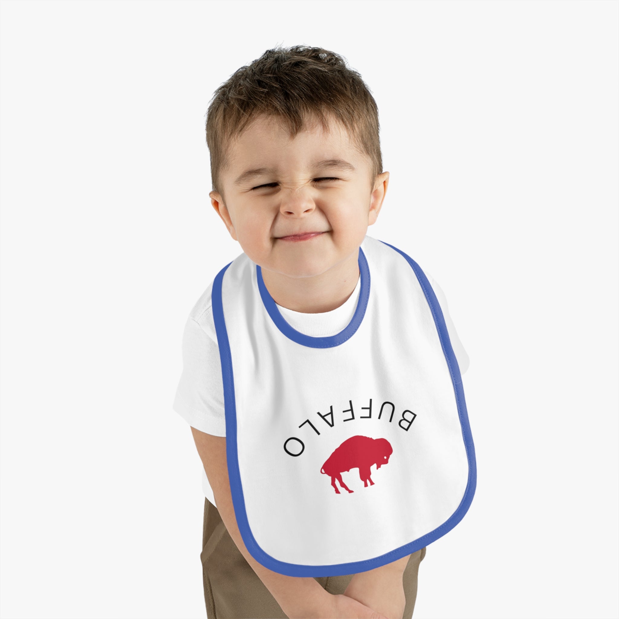 Bills Baby Bib with Contrast Trim - Perfect for Game Day, Baby Shower Gift, Toddler Cheer Gear, Sports Fan Accessories, Cute Baby Outfit