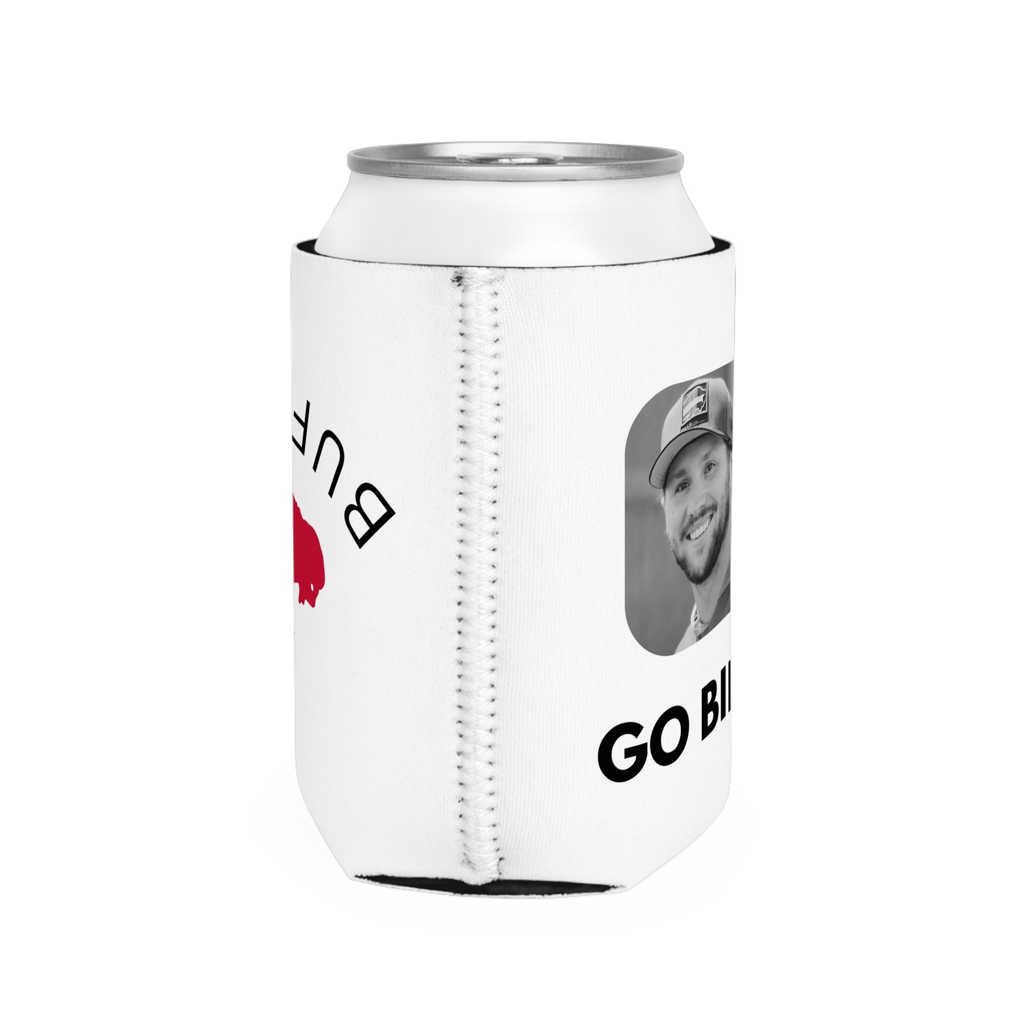 Buffalo Bills Can Cooler Sleeve, NFL Game Day Accessory, Team Spirit Beverage Holder, Tailgate Favor, Sports Fan Gift, Custom Cooler