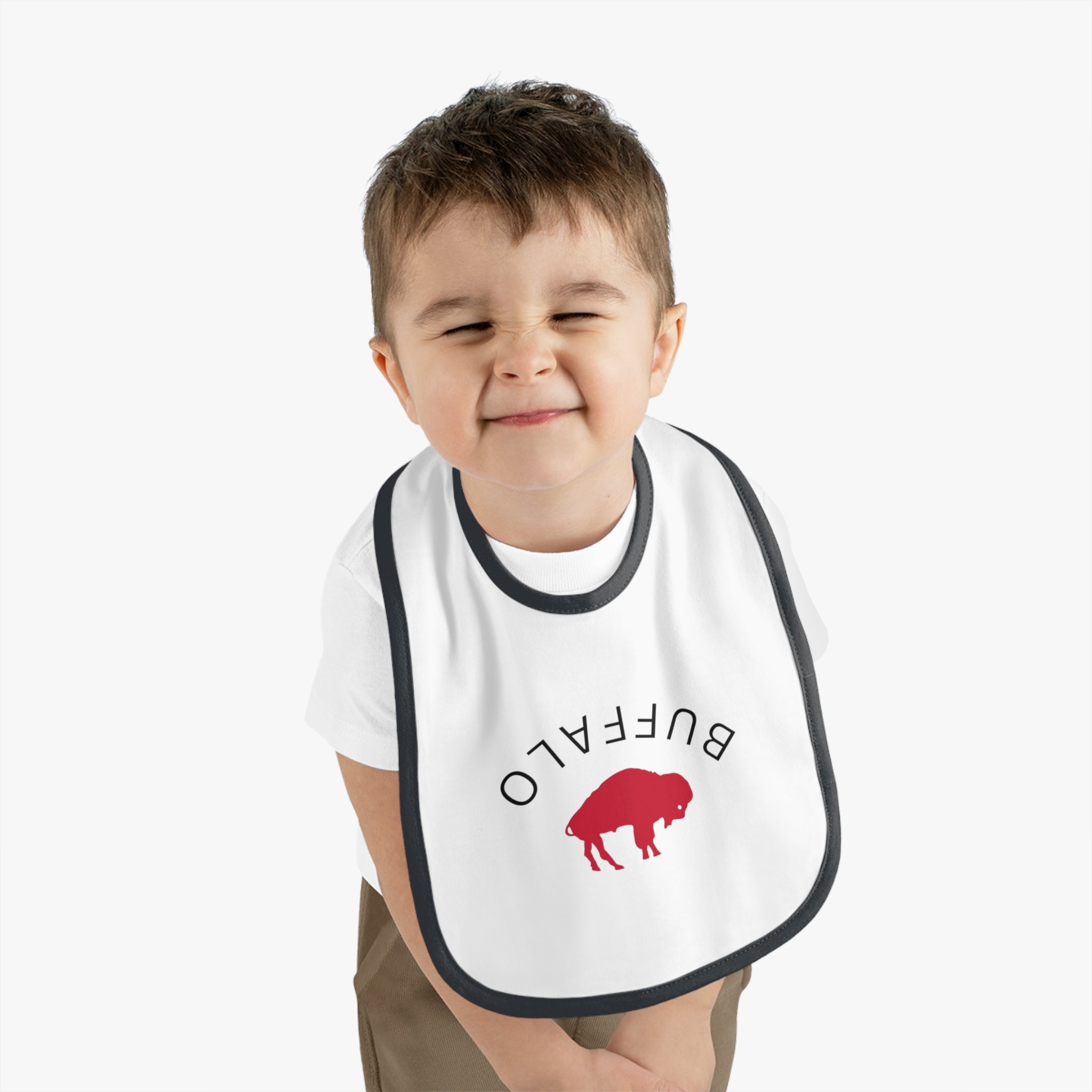 Bills Baby Bib with Contrast Trim - Perfect for Game Day, Baby Shower Gift, Toddler Cheer Gear, Sports Fan Accessories, Cute Baby Outfit