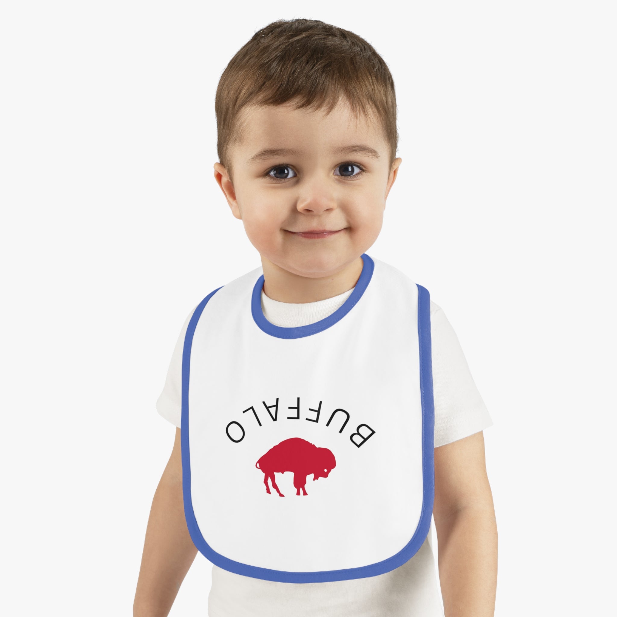 Bills Baby Bib with Contrast Trim - Perfect for Game Day, Baby Shower Gift, Toddler Cheer Gear, Sports Fan Accessories, Cute Baby Outfit