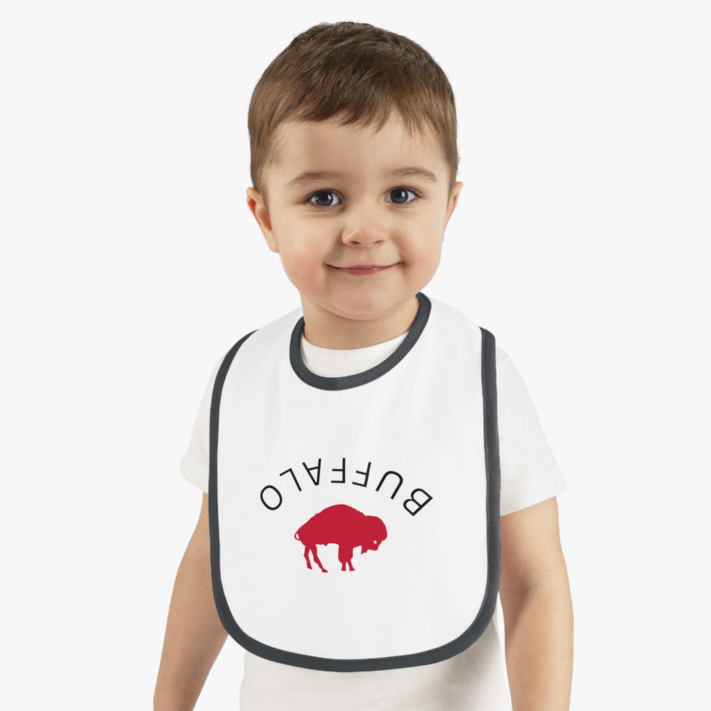 Bills Baby Bib with Contrast Trim - Perfect for Game Day, Baby Shower Gift, Toddler Cheer Gear, Sports Fan Accessories, Cute Baby Outfit