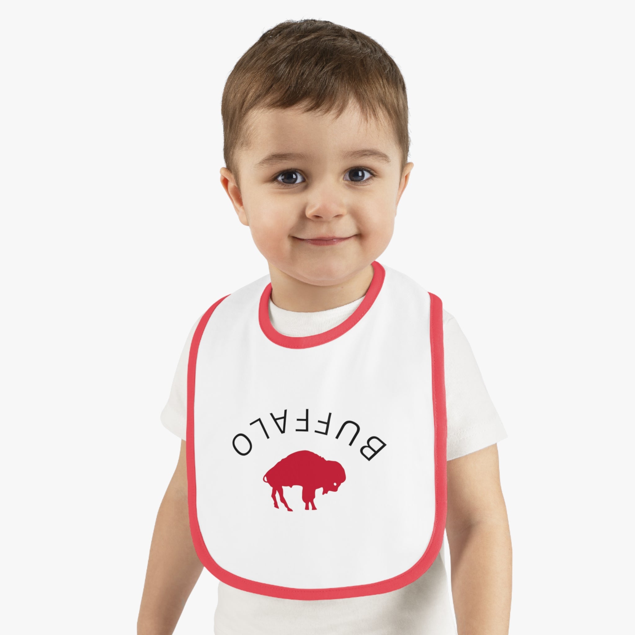 Bills Baby Bib with Contrast Trim - Perfect for Game Day, Baby Shower Gift, Toddler Cheer Gear, Sports Fan Accessories, Cute Baby Outfit