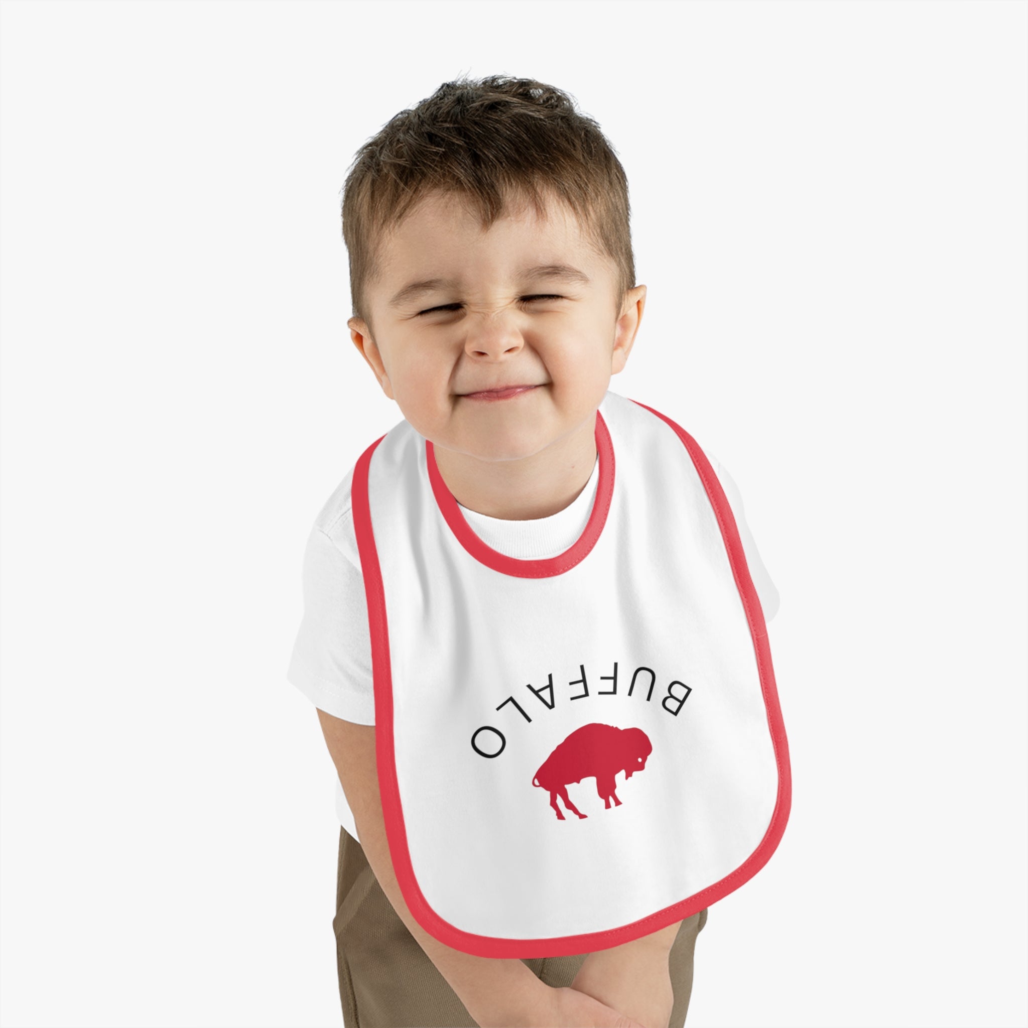 Bills Baby Bib with Contrast Trim - Perfect for Game Day, Baby Shower Gift, Toddler Cheer Gear, Sports Fan Accessories, Cute Baby Outfit