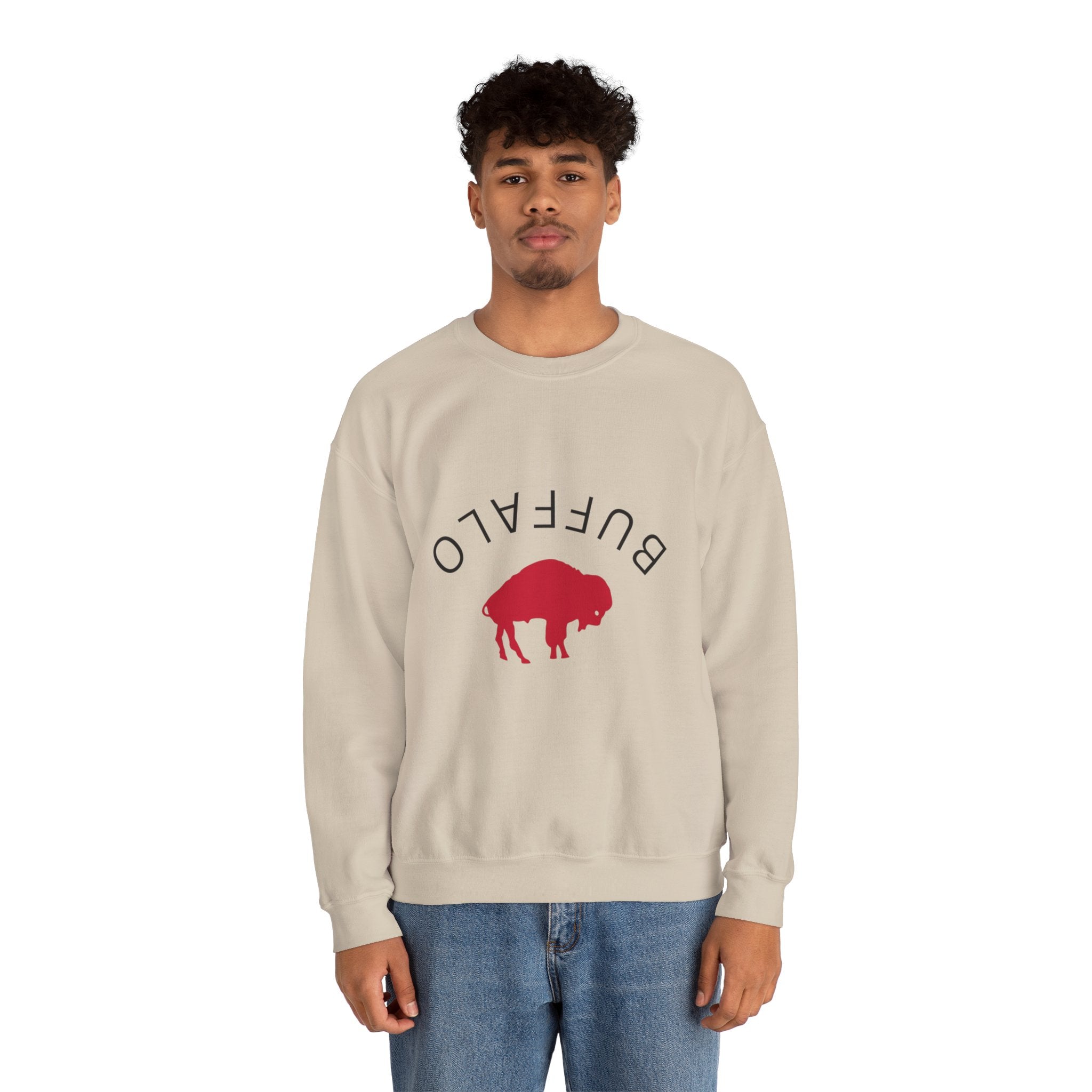 Buffalo Graphic Crewneck Sweatshirt, Cozy Unisex Sweater, Perfect Gift for Nature Lovers, Casual Wear, Spring & Fall Fashion