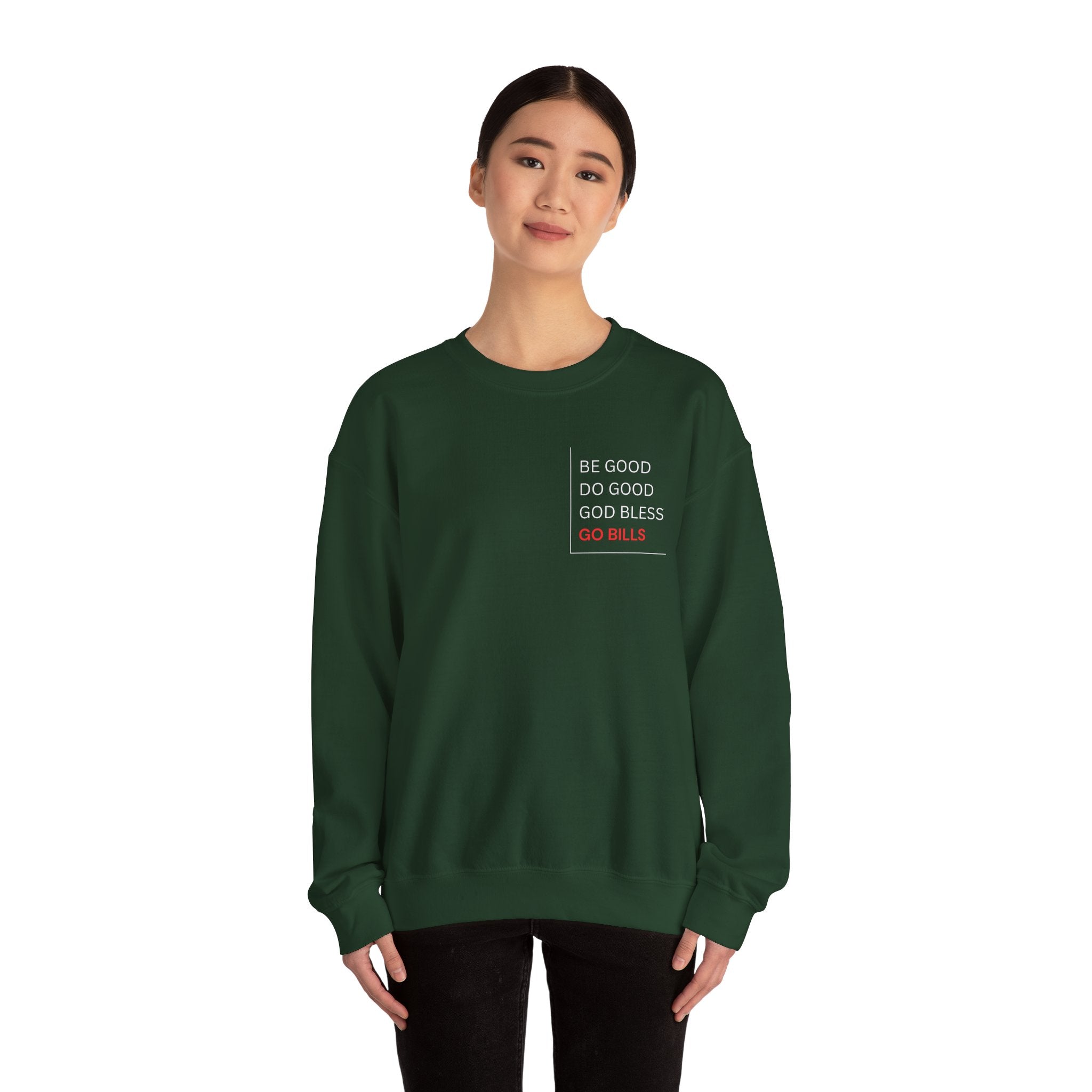 Buffalo Bills Inspired Sweatshirt | Be Good Do Good God Bless Crewneck | Perfect for Game Day, Tailgating, Sports Fans, Cozy Fashion