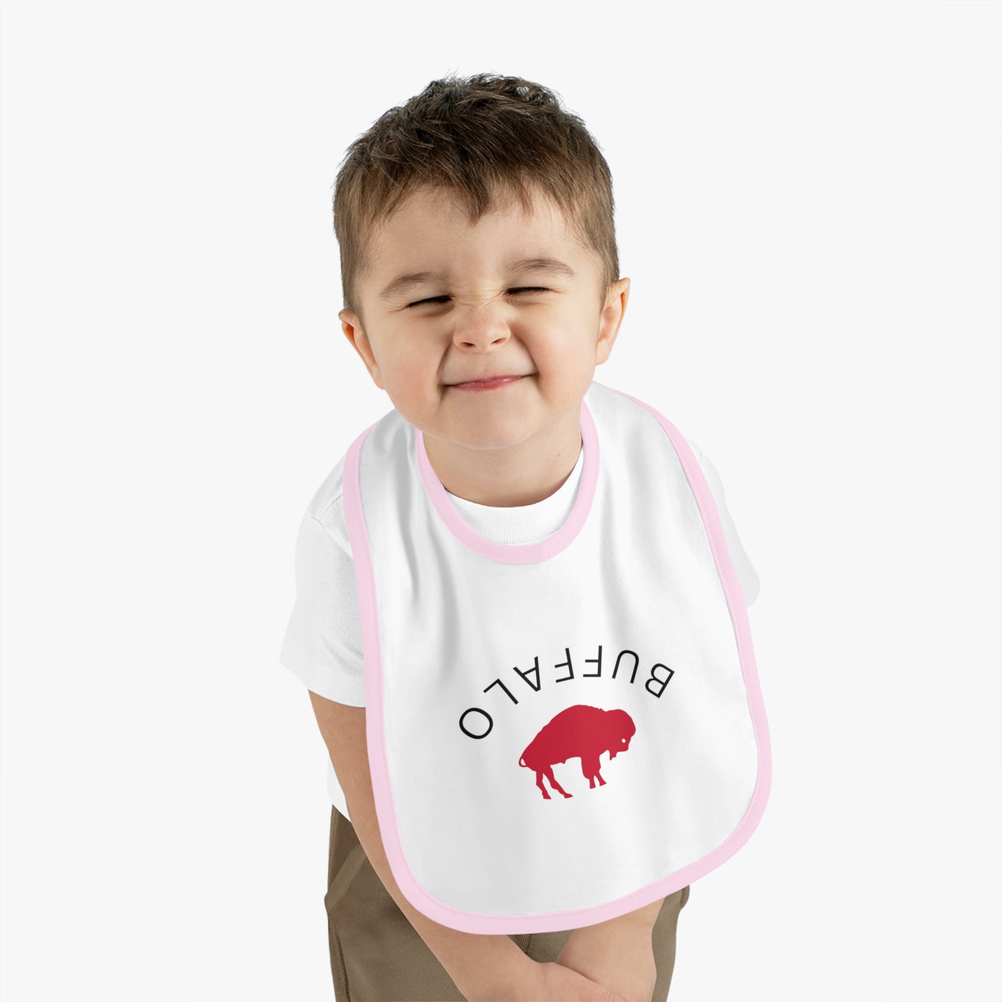 Bills Baby Bib with Contrast Trim - Perfect for Game Day, Baby Shower Gift, Toddler Cheer Gear, Sports Fan Accessories, Cute Baby Outfit