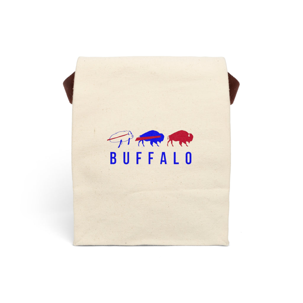 Buffalo Canvas Lunch Bag with Strap, Eco-Friendly Tote, Reusable Lunch Holder, Cute Gift for Kids and Adults, Picnic or Work