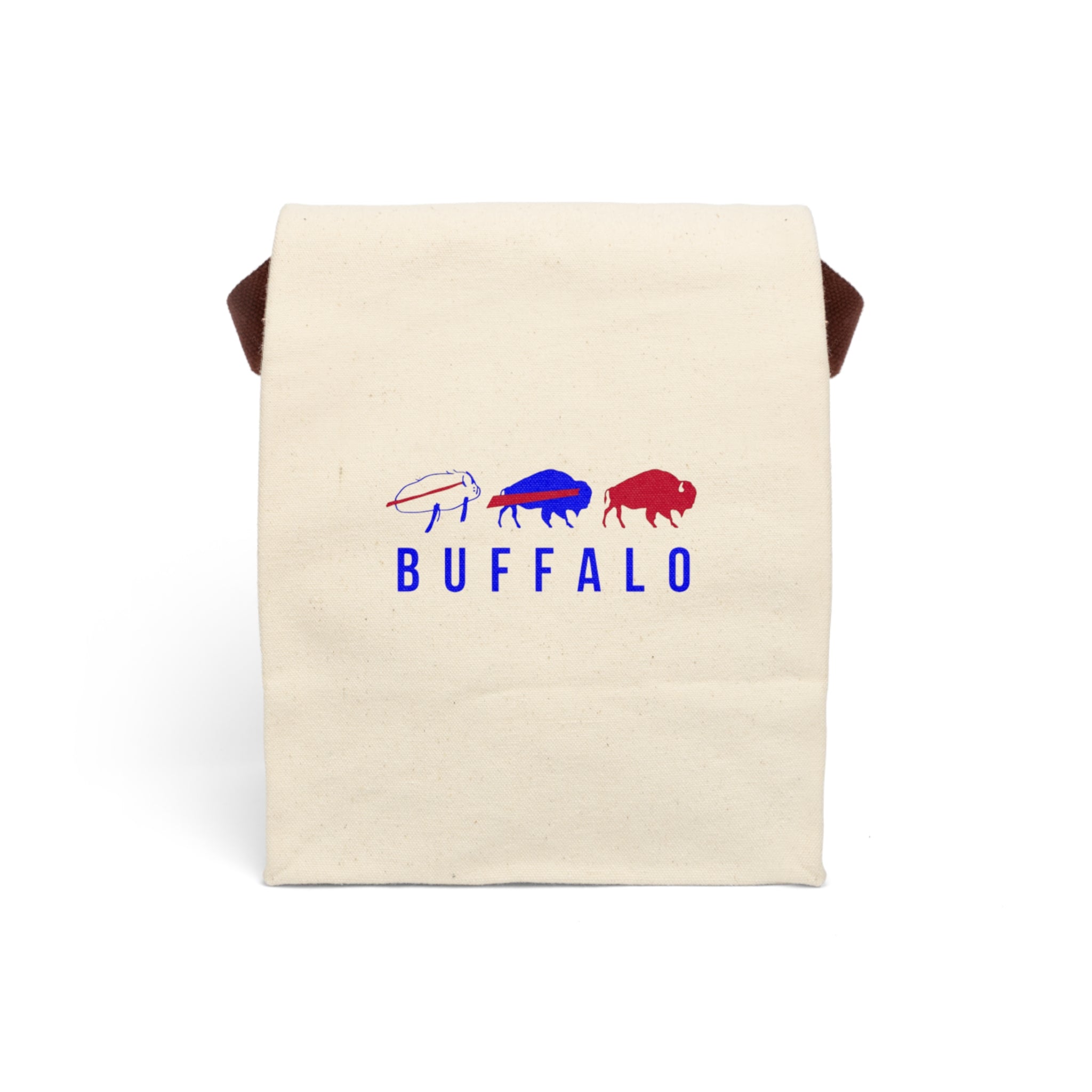 Buffalo Canvas Lunch Bag with Strap, Eco-Friendly Tote, Reusable Lunch Holder, Cute Gift for Kids and Adults, Picnic or Work