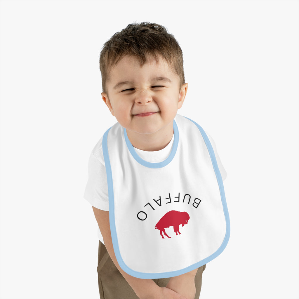 Bills Baby Bib with Contrast Trim - Perfect for Game Day, Baby Shower Gift, Toddler Cheer Gear, Sports Fan Accessories, Cute Baby Outfit
