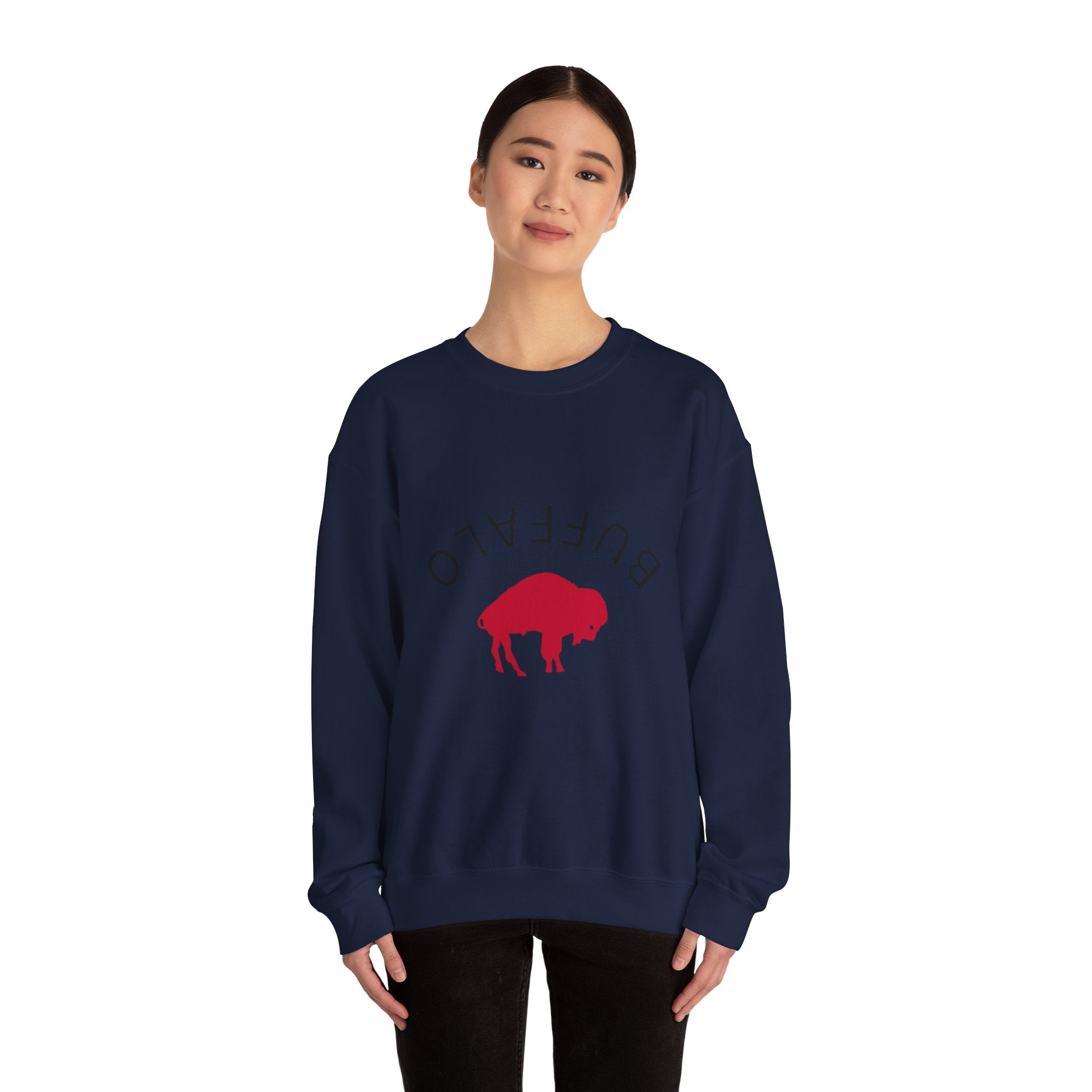 Buffalo Graphic Crewneck Sweatshirt, Cozy Unisex Sweater, Perfect Gift for Nature Lovers, Casual Wear, Spring & Fall Fashion